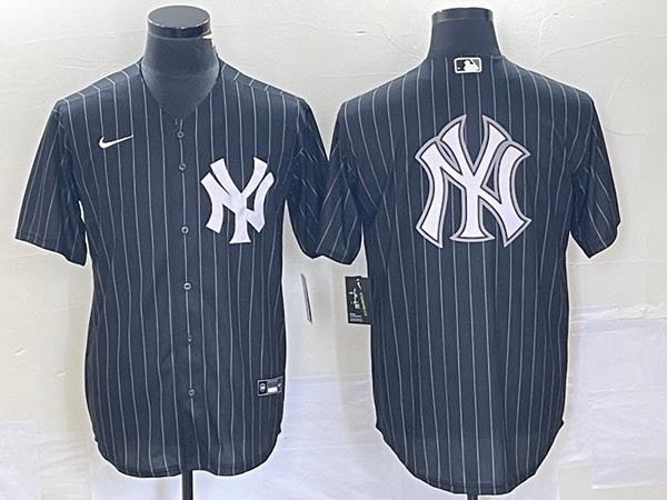 Men's New York Yankees Black Team Big Yankees Logo With Patch Cool Base Stitched Baseball Jersey