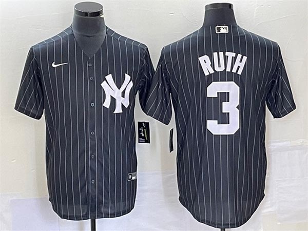 Men's New York Yankees #3 Babe Ruth Black Cool Base Stitched Baseball Jersey