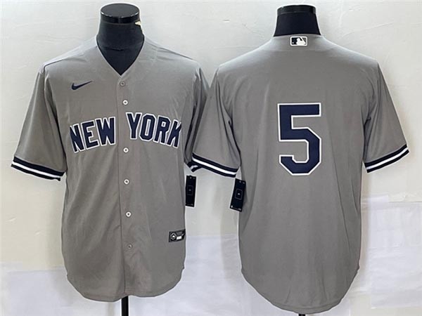 Men's New York Yankees #5 Joe DiMaggio Gray Without Name Cool Base Jersey