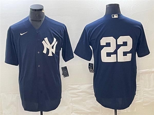 Men's New York Yankees #22 Juan Soto Navy Without Name Cool Base Jersey