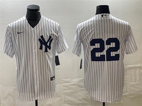 Men's New York Yankees #22 Juan Soto White Without Name Cool Base Jersey