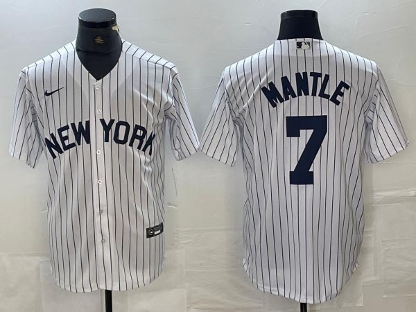 Men's New York Yankees #7 Mickey Mantle White Fashion Jersey