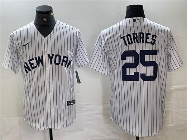 Men's New York Yankees #25 Gleyber Torres White Fashion Jersey