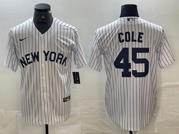 Men's New York Yankees #45 Gerrit Cole White Fashion Jersey