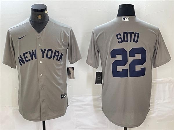 Men's New York Yankees #22 Juan Soto Gray Away Limited Jersey