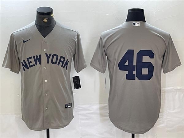 Men's New York Yankees #46 Andy Pettitte Gray without Name Away Limited Jersey