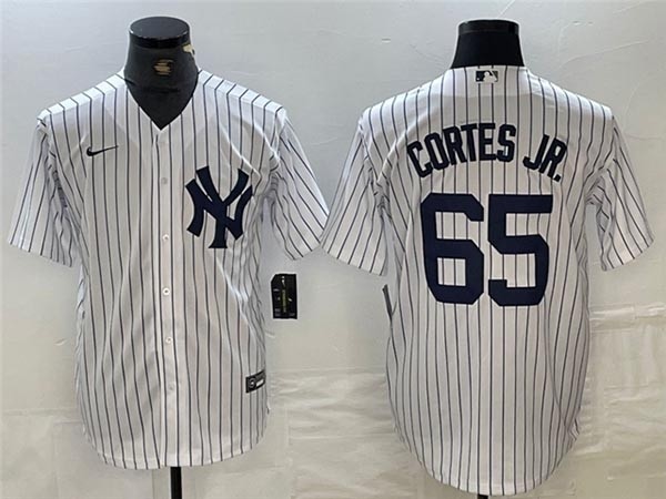 Men's New York Yankees #65 Nestor Cortes Jr. White Cool Base Jersey