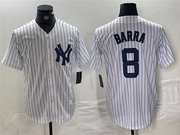 Men's New York Yankees #8 Yogi Berra White Cooperstown Collection Jersey