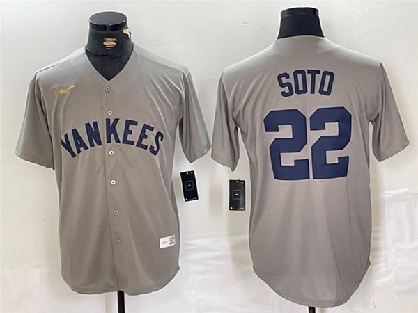 Men's New York Yankees #22 Juan Soto Gray Cooperstown Collection Jersey