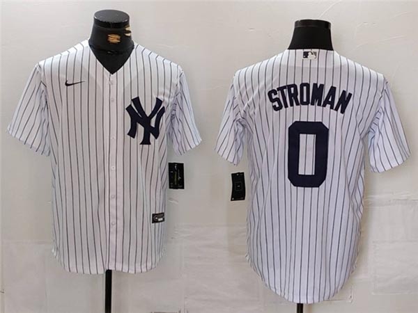 Men's New York Yankees #0 Marcus Stroman White Limited Jersey