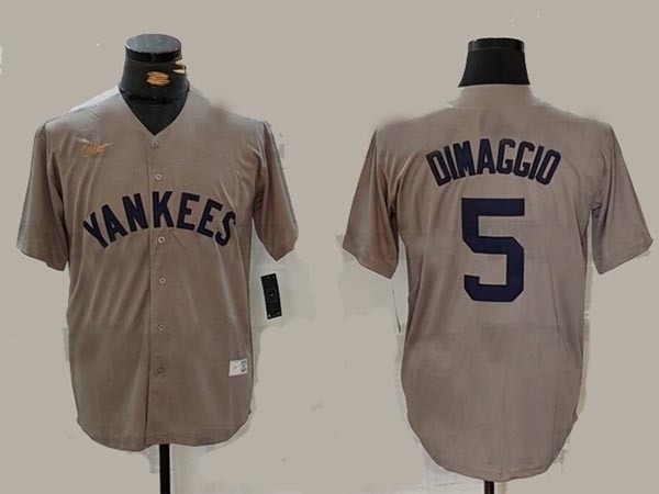 Men's New York Yankees #5 Joe DiMaggio Gray Cooperstown Collection Jersey