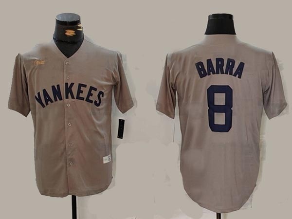 Men's New York Yankees #8 Yogi Berra Gray Cooperstown Collection Jersey