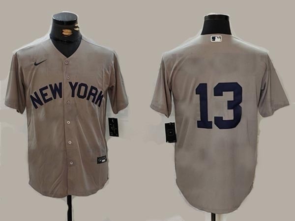 Men's New York Yankees #13 Jazz Chisholm Jr. Gray Away Limited Jersey