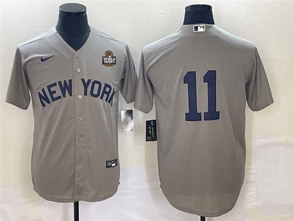 Men's New York Yankees #11 Anthony Volpe Gray Away 2024 World Series Limited Jersey