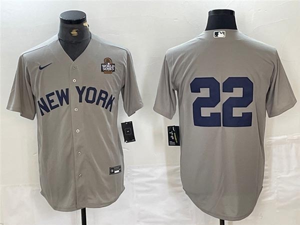 Men's New York Yankees #22 Juan Soto Gray Away 2024 World Series Limited Jersey