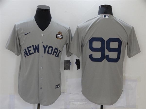 Men's New York Yankees #99 Aaron Judge Gray Away 2024 World Series Limited Jersey