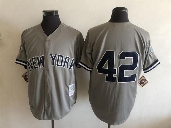 Men's New York Yankees #42 Mariano Rivera Throwback Gray Jersey