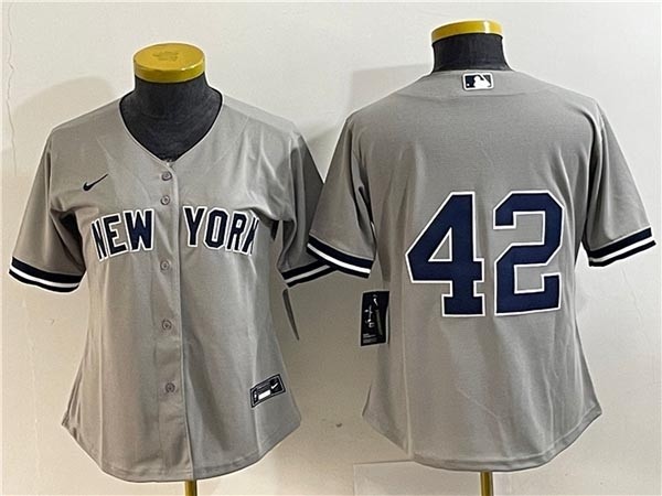 Women's New York Yankees #42 Mariano Rivera Gray Without Name Cool Base Jersey