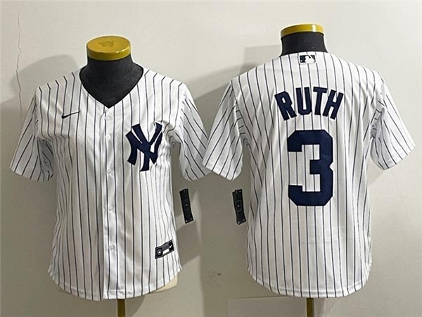 Women's New York Yankees #3 Babe Ruth White Cool Base Jersey