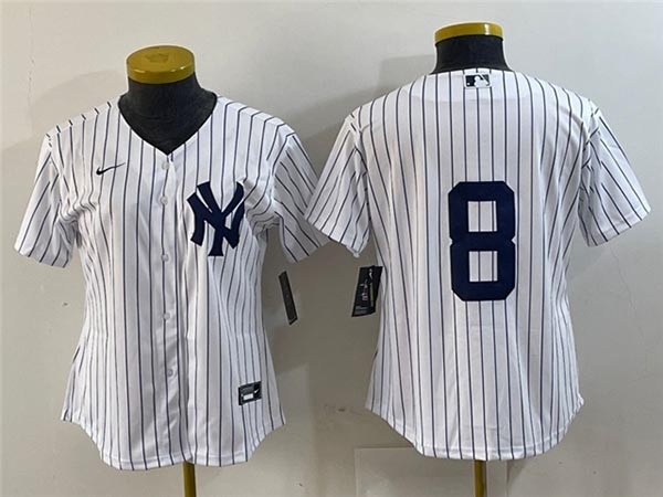 Women's New York Yankees #8 Yogi Berra White without Name Cool Base Jersey