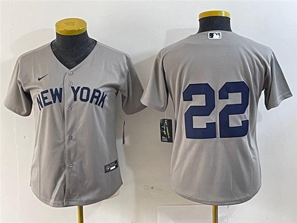 Women's New York Yankees #22 Juan Soto Gray without Name Away Limited Jersey