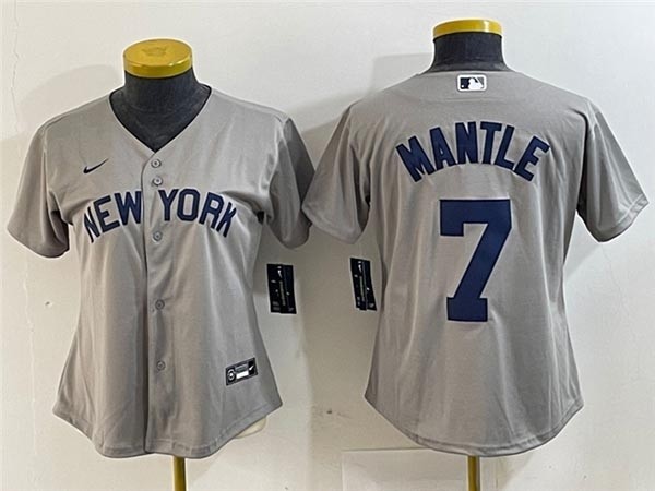 Women's New York Yankees #7 Mickey Mantle Gray Away Limited Jersey