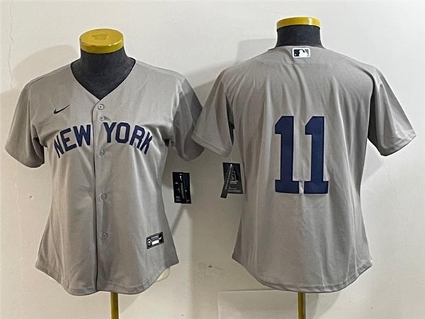 Women's New York Yankees #11 Anthony Volpe Gray without Name Away Limited Jersey