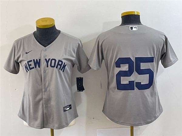 Women's New York Yankees #25 Gleyber Torres Gray Away Limited Jersey