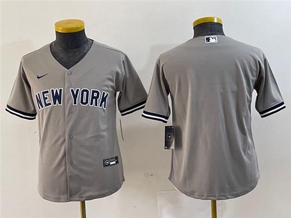 Youth New York Yankees Blank Gray Cool Base Team Jersey