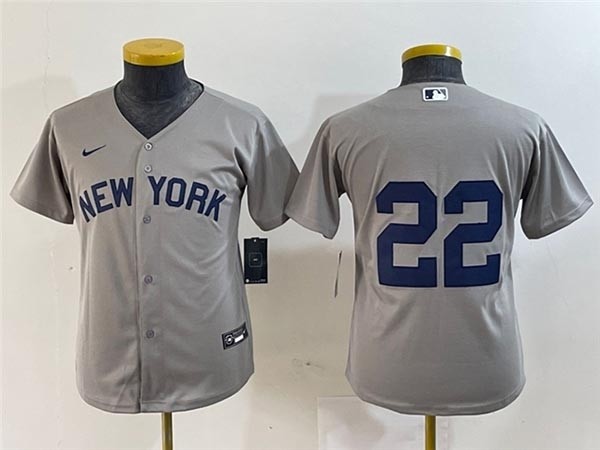 Youth New York Yankees #22 Juan Soto Gray without Name Away Limited Jersey