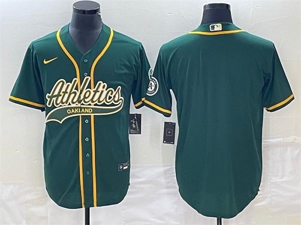 Men's Oakland Athletics Blank Green Cool Base Stitched Baseball Jersey