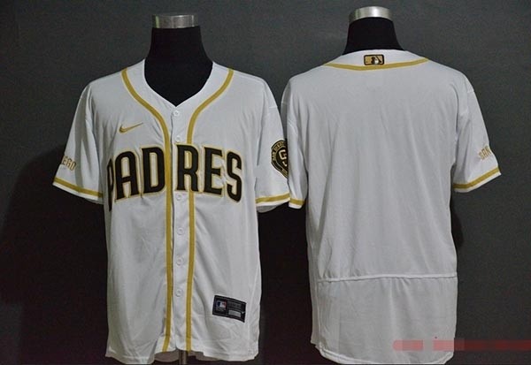 MLB San Diego Padres Blank White Gold 2020 Nike Flexbase Jerseys