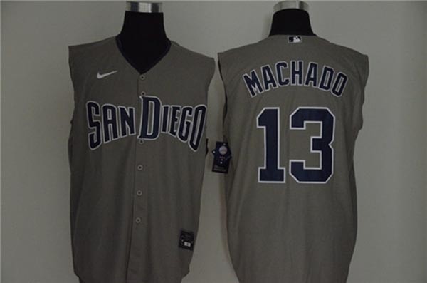 MLB San Diego Padres #13 Manny Machado Gray Nike Cool Base Sleeveless Jersey