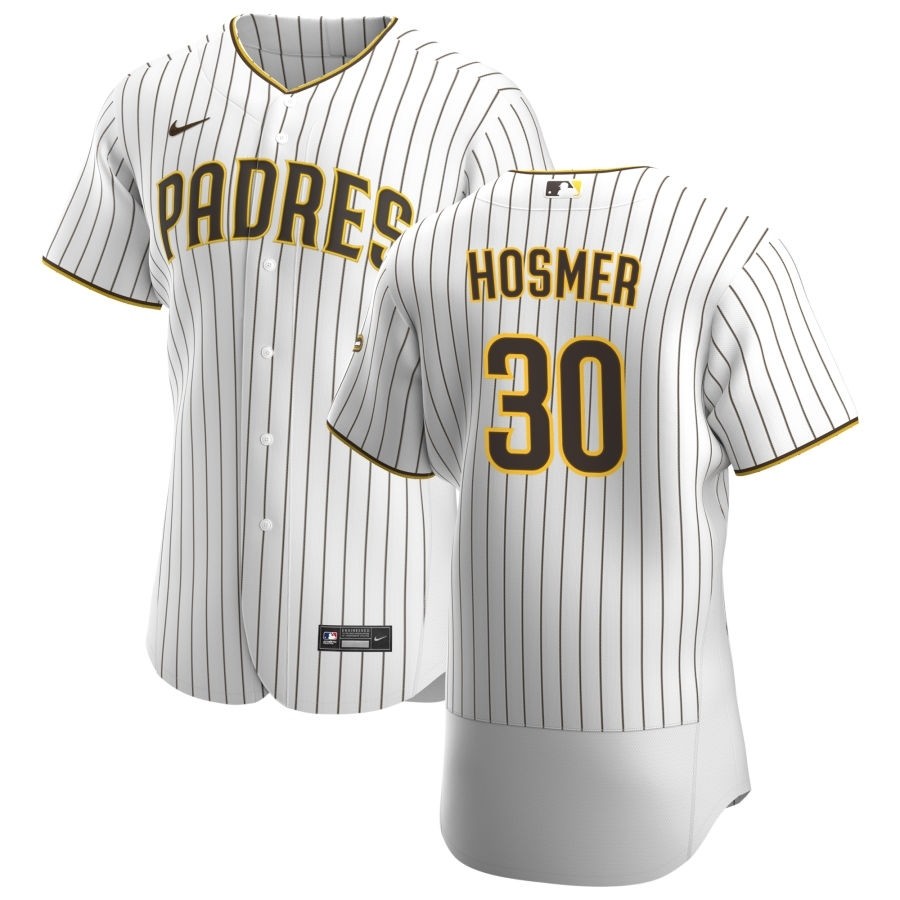 Men's San Diego Padres #30 Eric Hosmer Nike White Brown Home 2020 Authentic Player Jersey