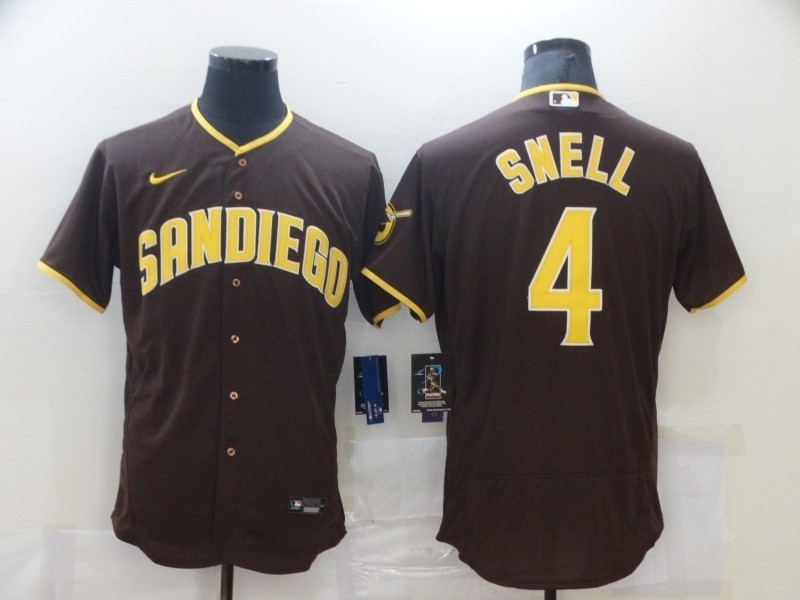 Men's San Diego Padres #4 SNELL Brown stitched Flexbase MLB Jersey