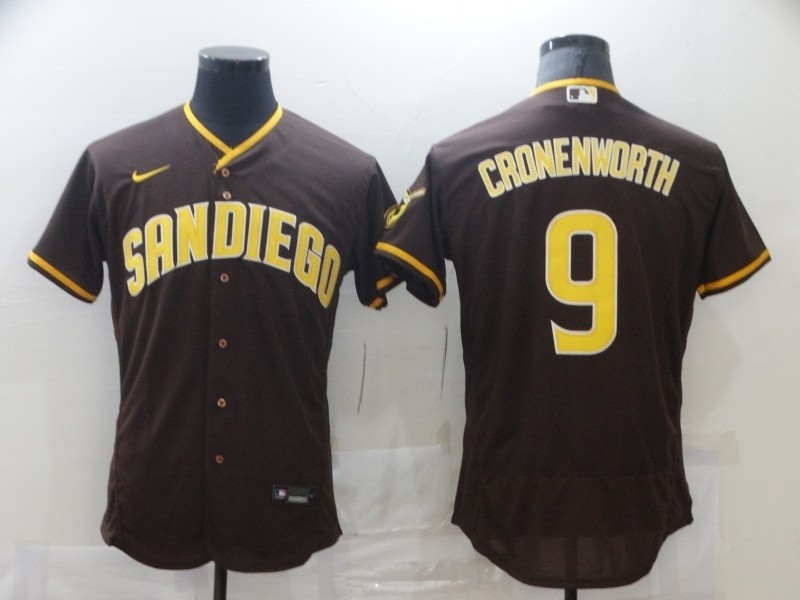 Men's San Diego Padres #9 CRONENWORTH Brown Tan Authentic Alternate Player Jersey