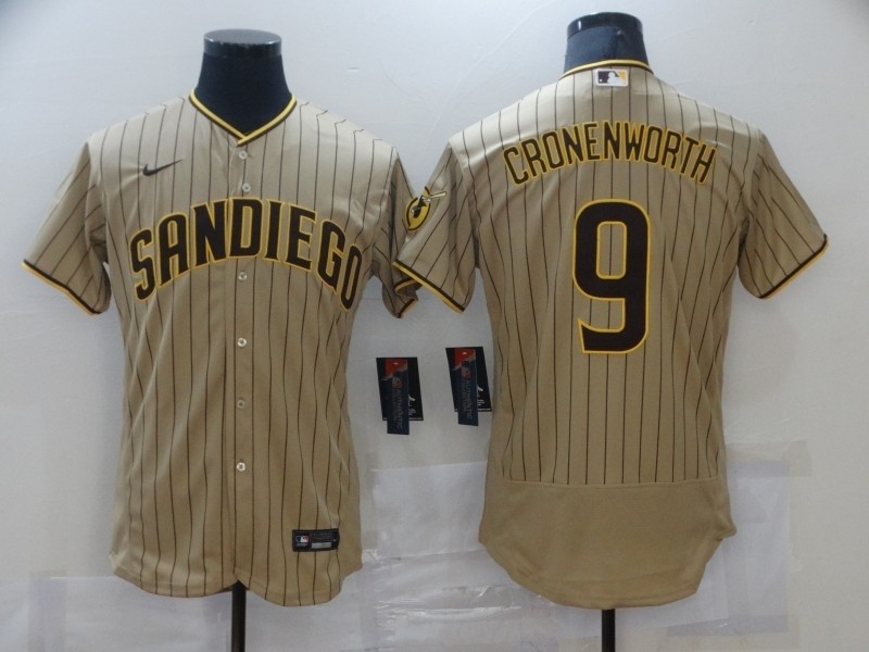 Men's San Diego Padres #9 CRONENWORTH Sand Brown Authentic Alternate Flexbase MLB Jersey