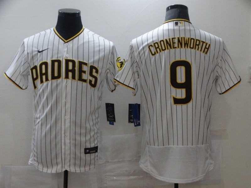 Men's San Diego Padres #9 CRONENWORTH White Home Flexbase Jersey