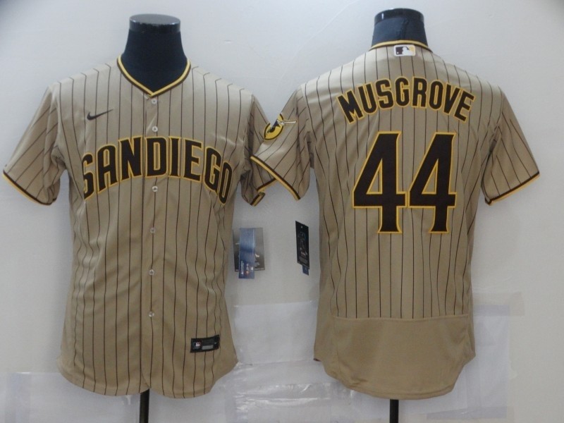 Men's San Diego Padres #44 Musgrove Sand Brown Authentic Alternate Flexbase MLB Jersey