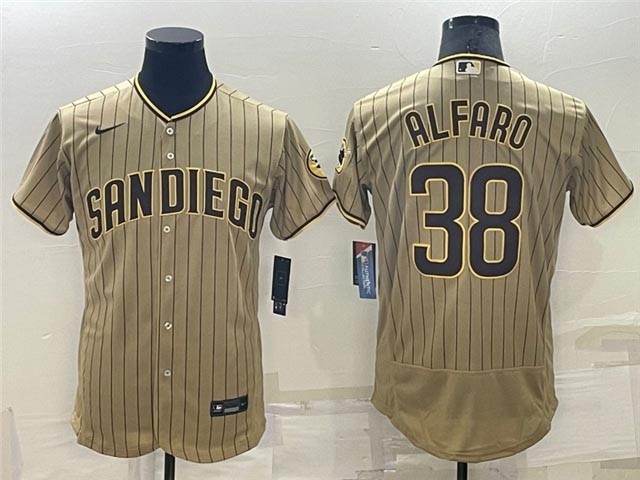 Men's San Diego Padres #38 Jorge Alfaro Gray Pinstripe Flex Base Jersey