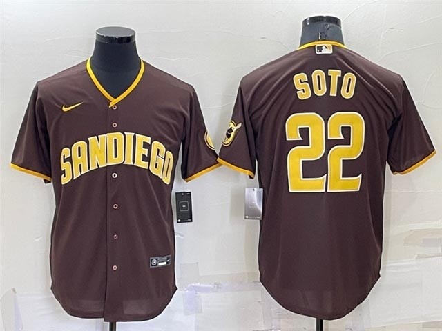 Men's San Diego Padres #22 Juan Soto Brown Cool Base Jersey