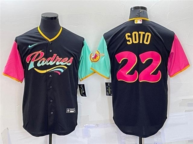 Men's San Diego Padres #22 Juan Soto Black 2022 City Connect Cool Base Jersey