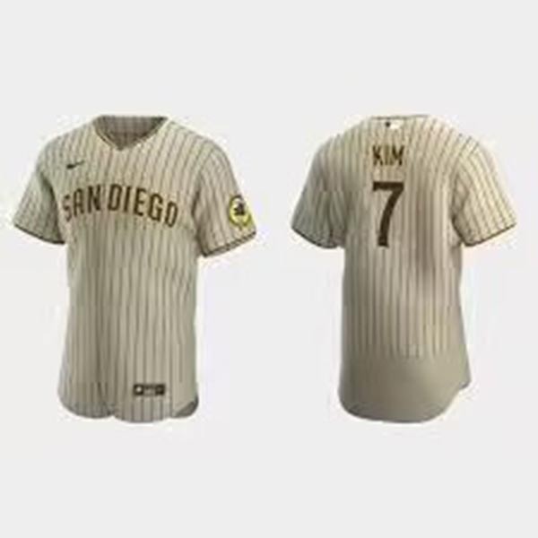 Men's San Diego Padres #7 Ha Seong Kim Stitched MLB Tan Flexbase Base Nike Jersey