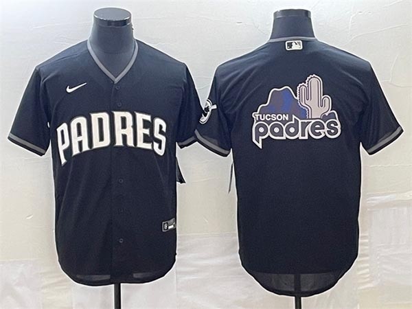 Men's San Diego Padres Black Team Big Logo Cool Base Stitched Baseball Jersey