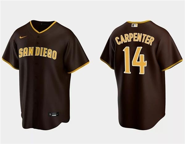 Men's San Diego Padres #14 Matt Carpenter Brown Cool Base Stitched Jersey