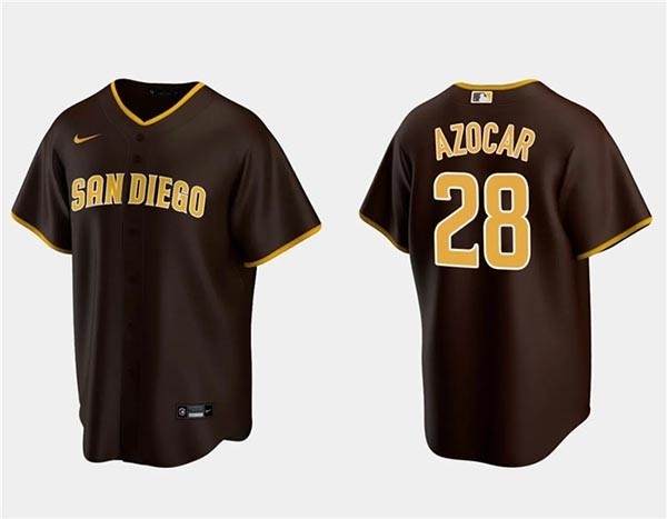 Men's San Diego Padres #28 Jose Azocar Brown Cool Base Stitched Jersey