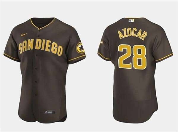 Men's San Diego Padres #28 Jose Azocar Brown Flex Base Stitched Baseball Jersey