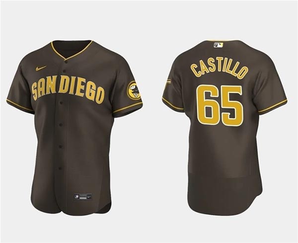 Men's San Diego Padres #65 Jose Castillo Brown Flex Base Stitched Baseball Jersey