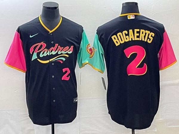 Men's San Diego Padres #2 Xander Bogaerts 2022 Black City Connect With front Number Cool Base Stitched Baseball Jersey