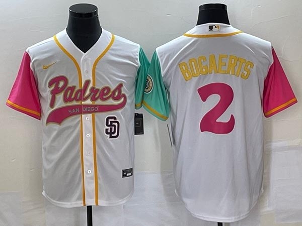 Men's San Diego Padres #2 Xander Bogaerts White City Connect Cool Base With Patch Stitched Baseball Jersey